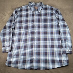 Oak Hill Plaid Button Down Shirt Long Sleeve Wrinkle Free Menswear‎ Size 4XL